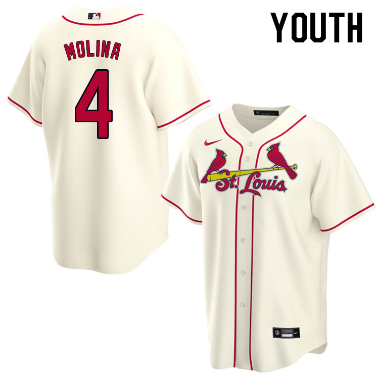 Nike Youth #4 Yadier Molina St.Louis Cardinals Baseball Jerseys Sale-Cream